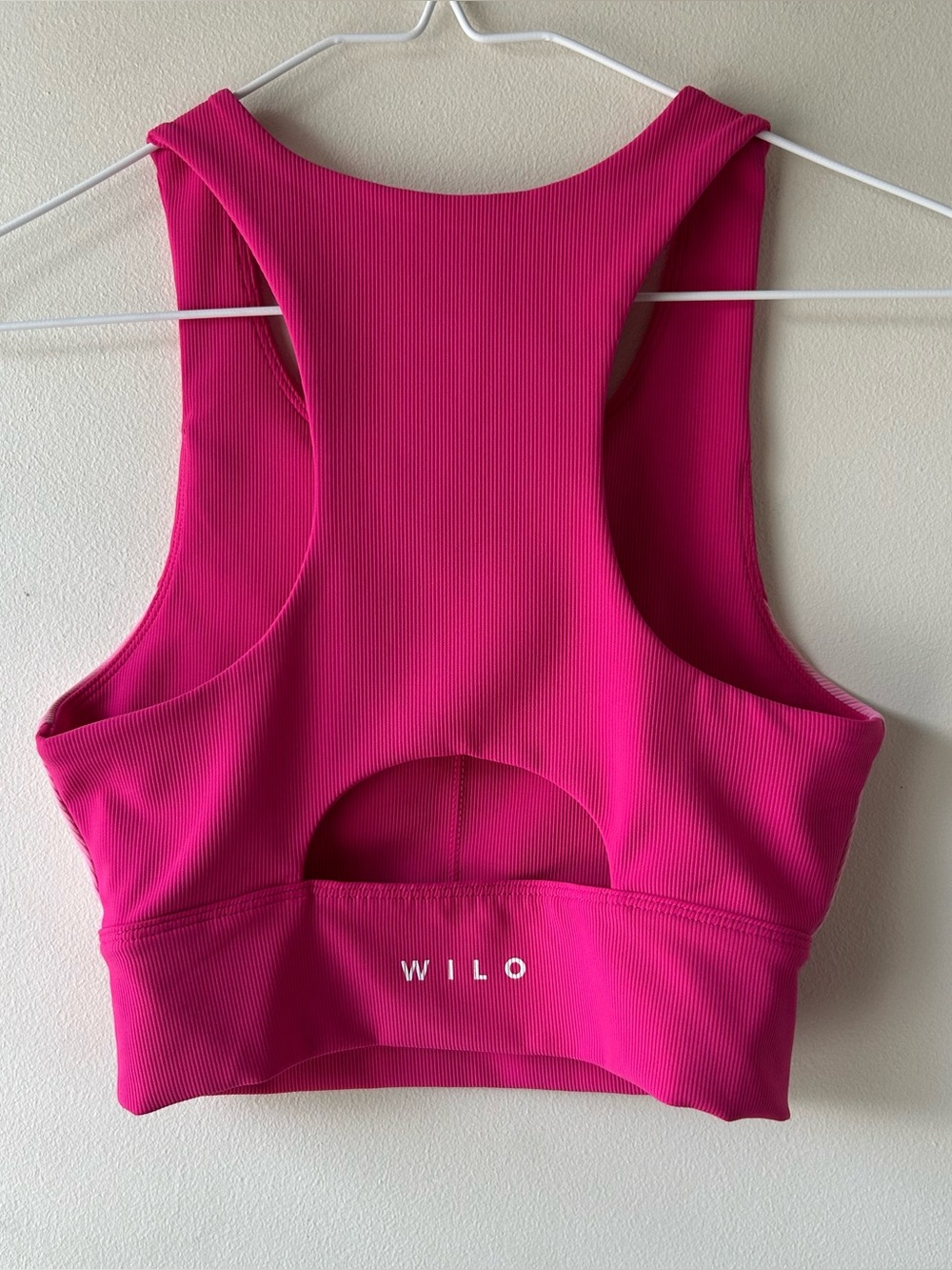 Wilo Active Ribbed Sports Bra Cropped Tank Hot Blush Pink M - Picture 4 of 5
